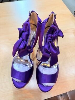 Women’s Purple Satin Bow Heel Sandals